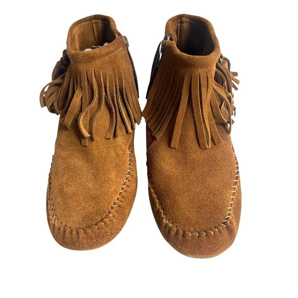 Minnetonka Women’s Suede Fringe Moccasin Boots Brown Size 7/7.5 - Picture 7 of 10